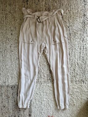 Pam & Gela Beige Paperbag Jogger Pants